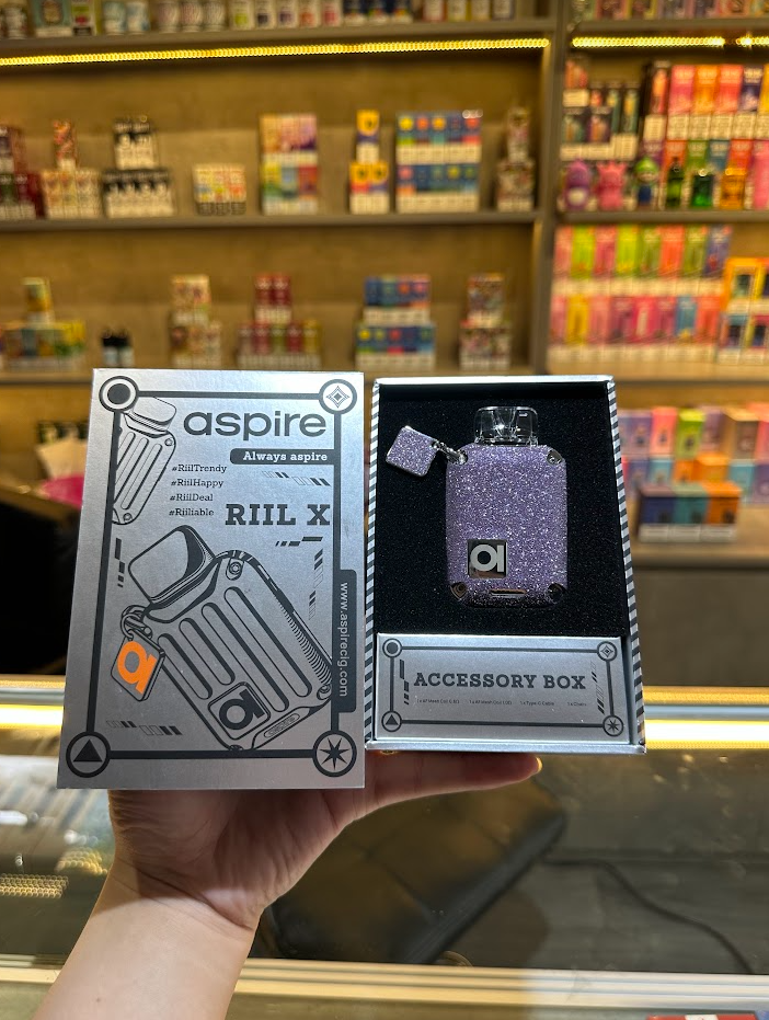 POD SYSTEM Aspire Riil X Silver Pod Kit (Đặc biệt : Khi mua máy tặng 1 skin dán chống trầy)